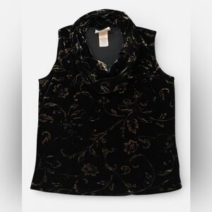 Vintage Kathy Lee Velvet Sleeveless Cowl Neck Blouse